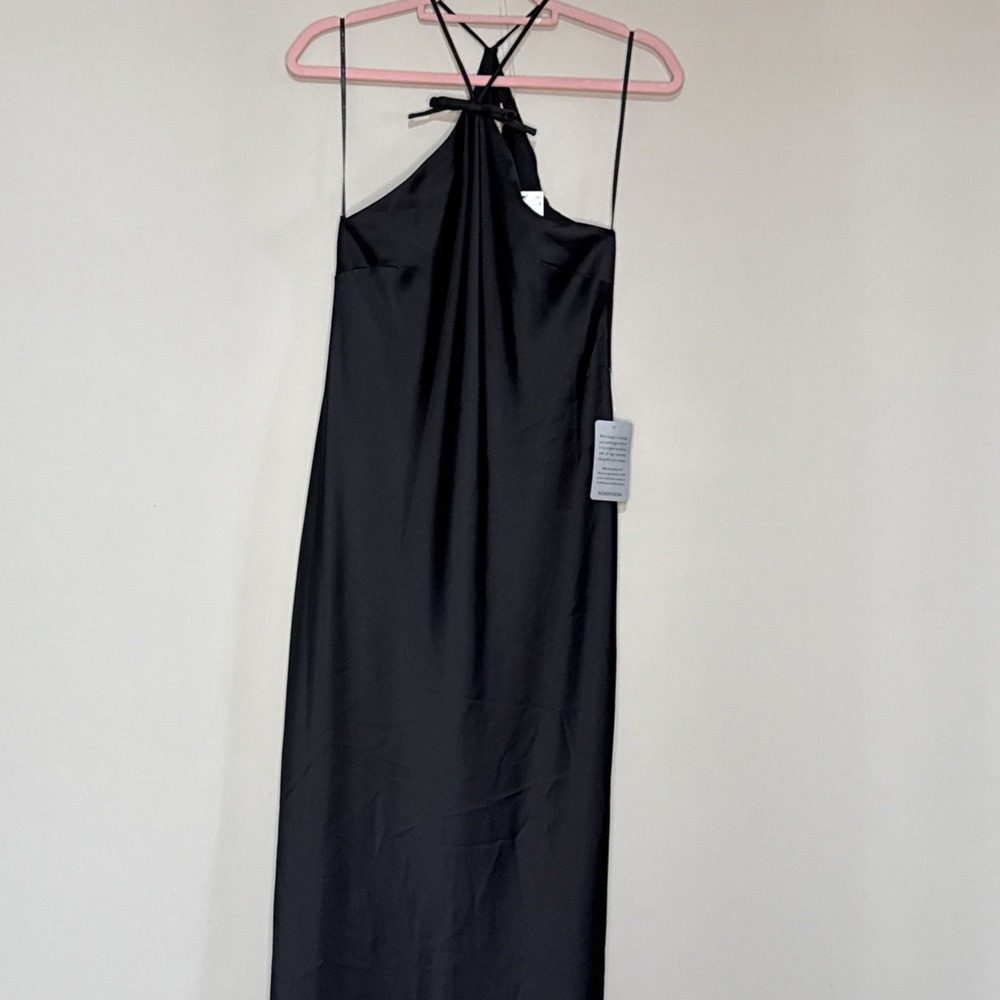 WAYF Womens Araceli Halter Strap Satin Slipdress Size Small Nwt Black #148 - Picture 2 of 16
